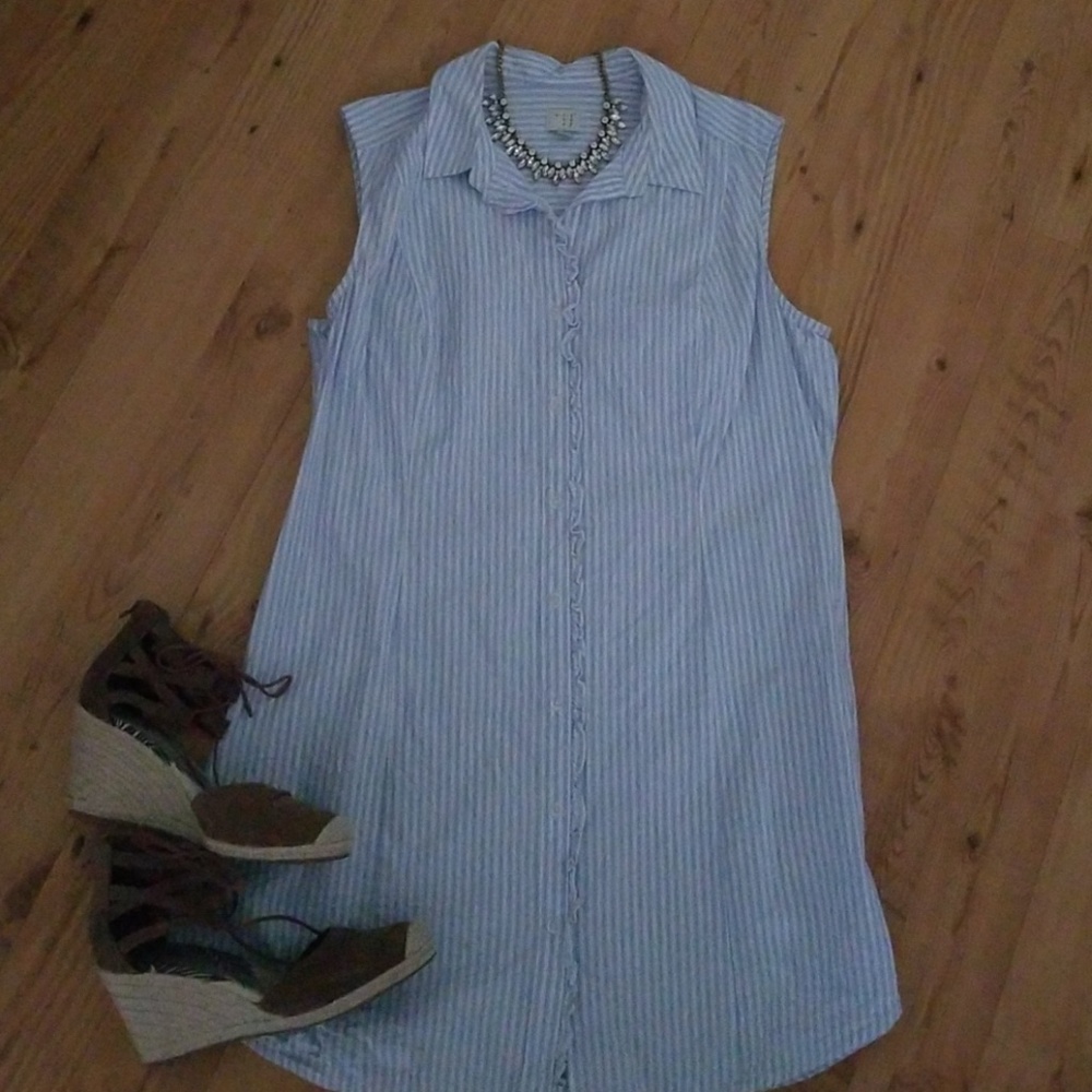 A new day blue pinstriped dress